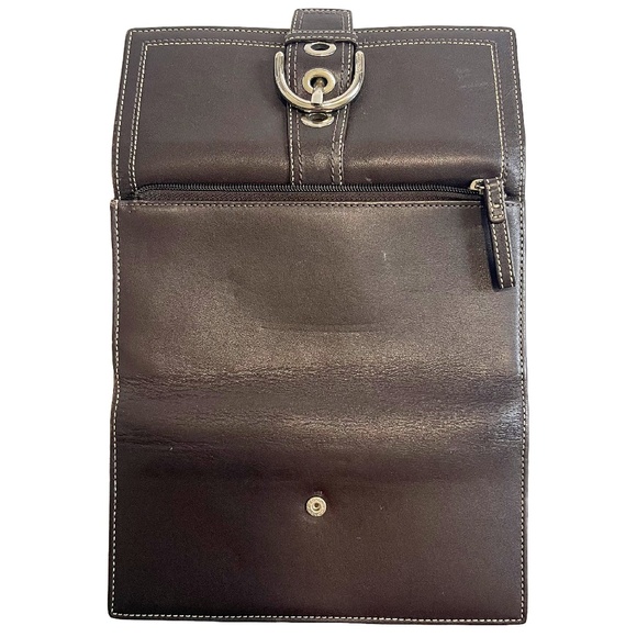 Vintage Y2K Chocolate Brown Classic Buckle Wallet - Picture 3 of 5